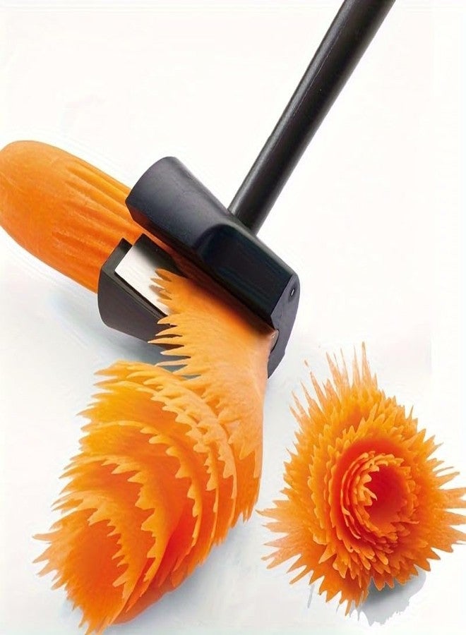 SHOPVILLA Carrot Curler and Peeler, Long-sharped Vegetables Fruit Flower Maker Cutte, Black Carrot Spiral Shred Slicer Root Vegetables Fruits Slicer Sharpener Garnishing Tool - Image 1